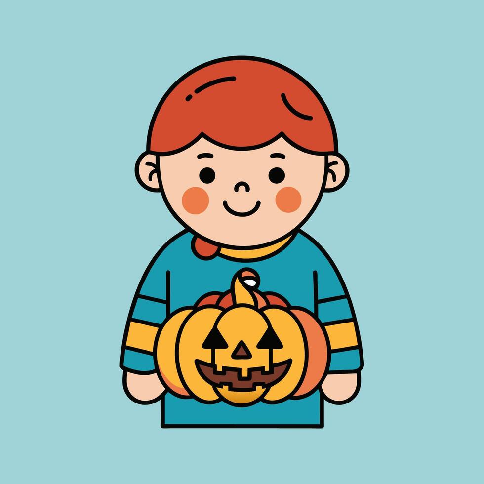 This is a drawing of a boy wearing a Halloween costume vector