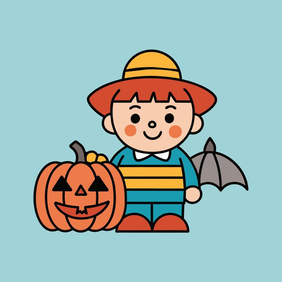 This is a drawing of a boy wearing a Halloween costume vector