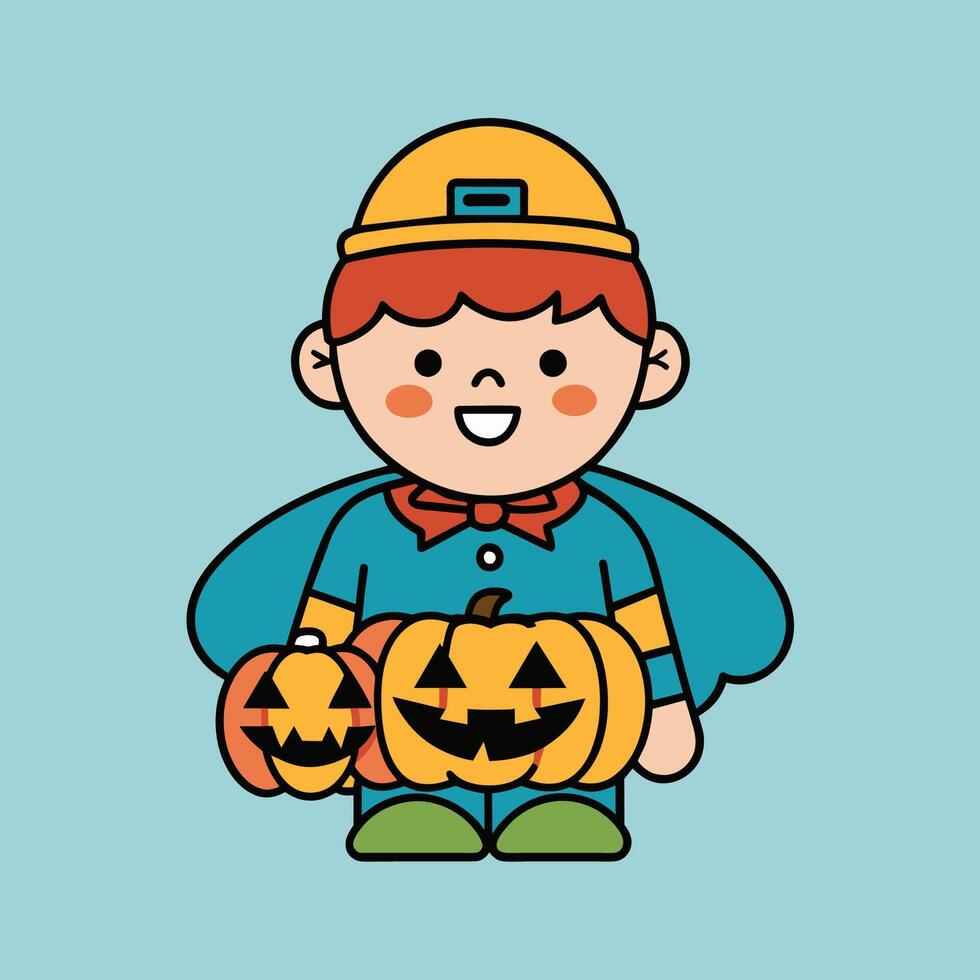 This is a drawing of a boy wearing a Halloween costume vector
