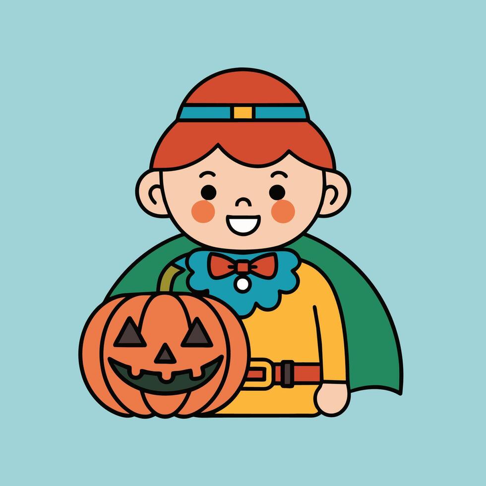 This is a drawing of a boy wearing a Halloween costume vector