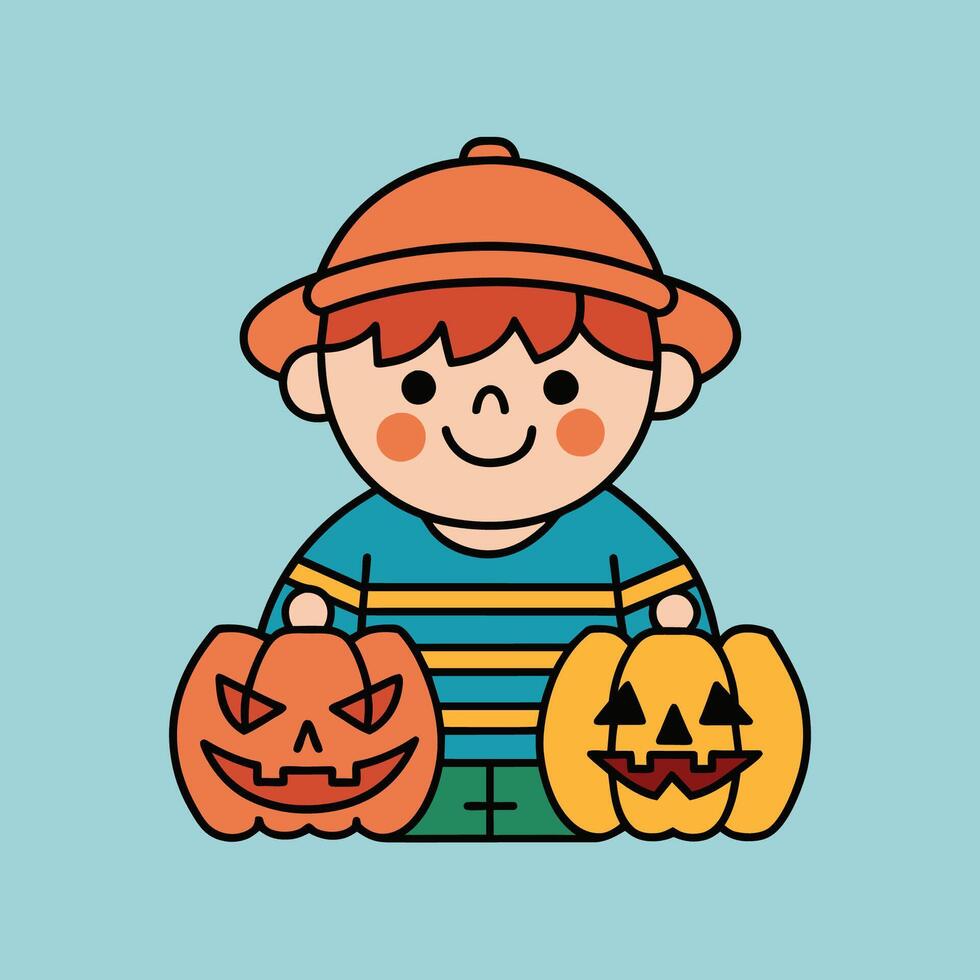 This is a drawing of a boy wearing a Halloween costume vector