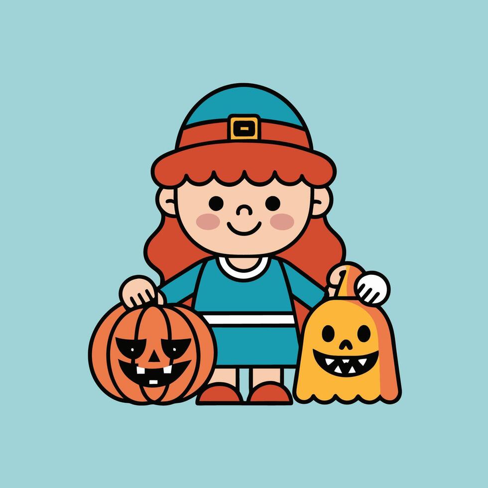 This is a drawing of a boy wearing a Halloween costume vector