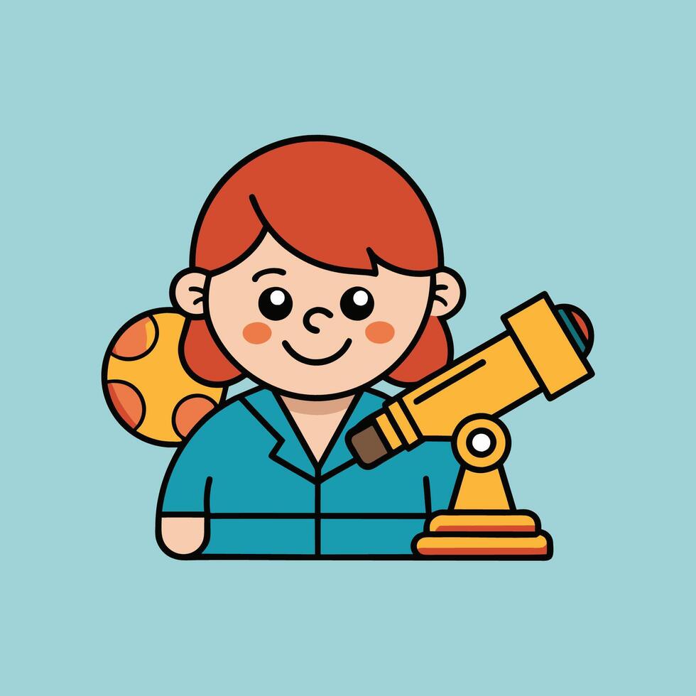 A cartoon image of a character looking through a telescope vector