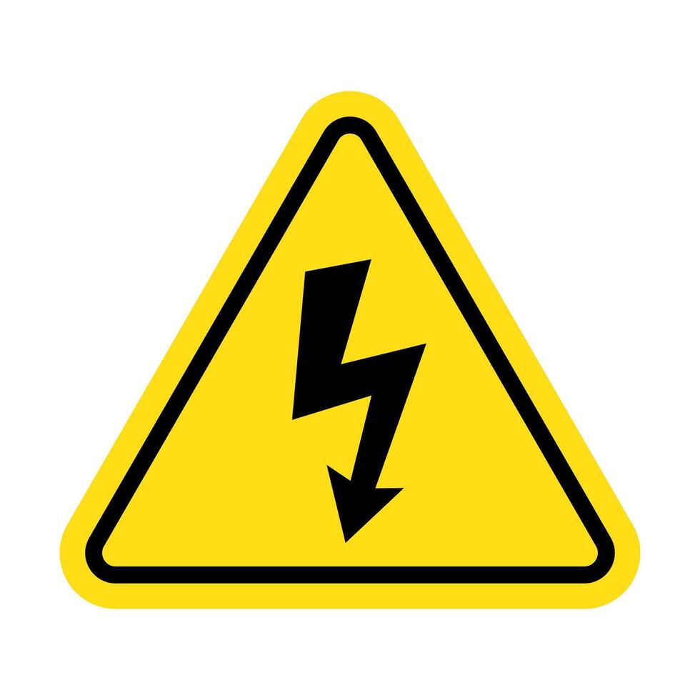 High voltage sign with lightning. vector