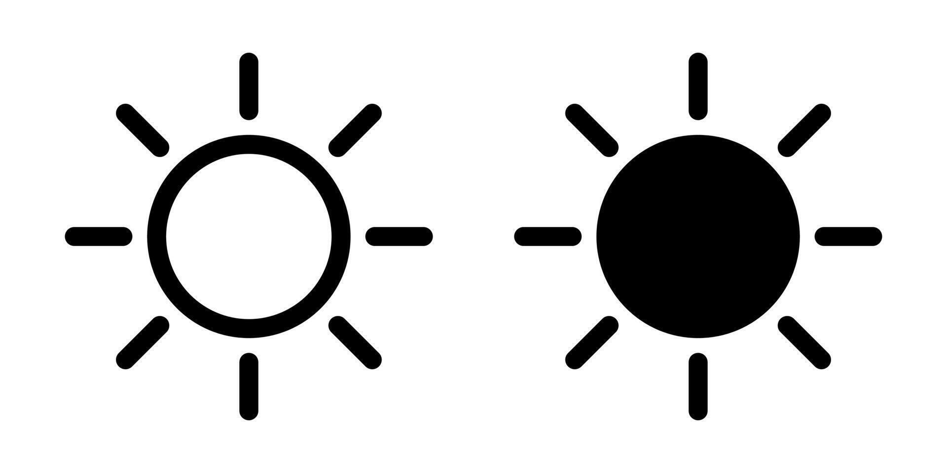 Sun icon, sun symbol isolated on white. vector