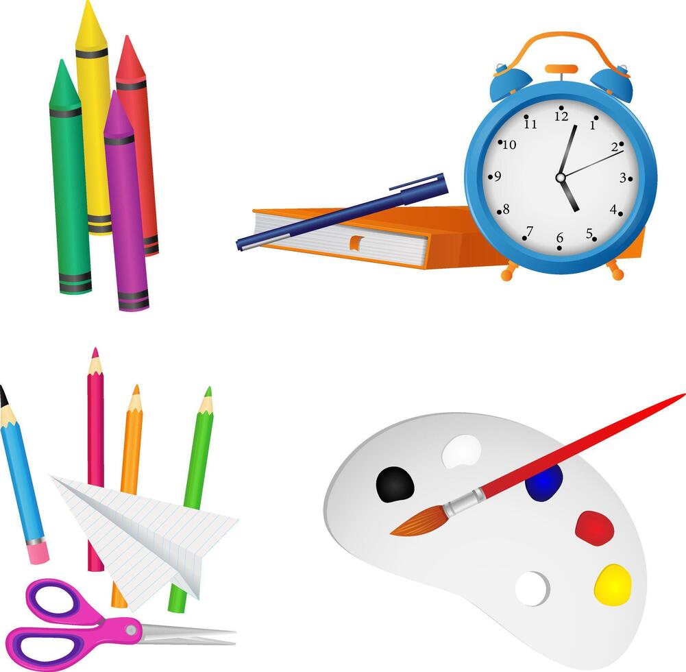 back to school. set of school supplies clip art. vector
