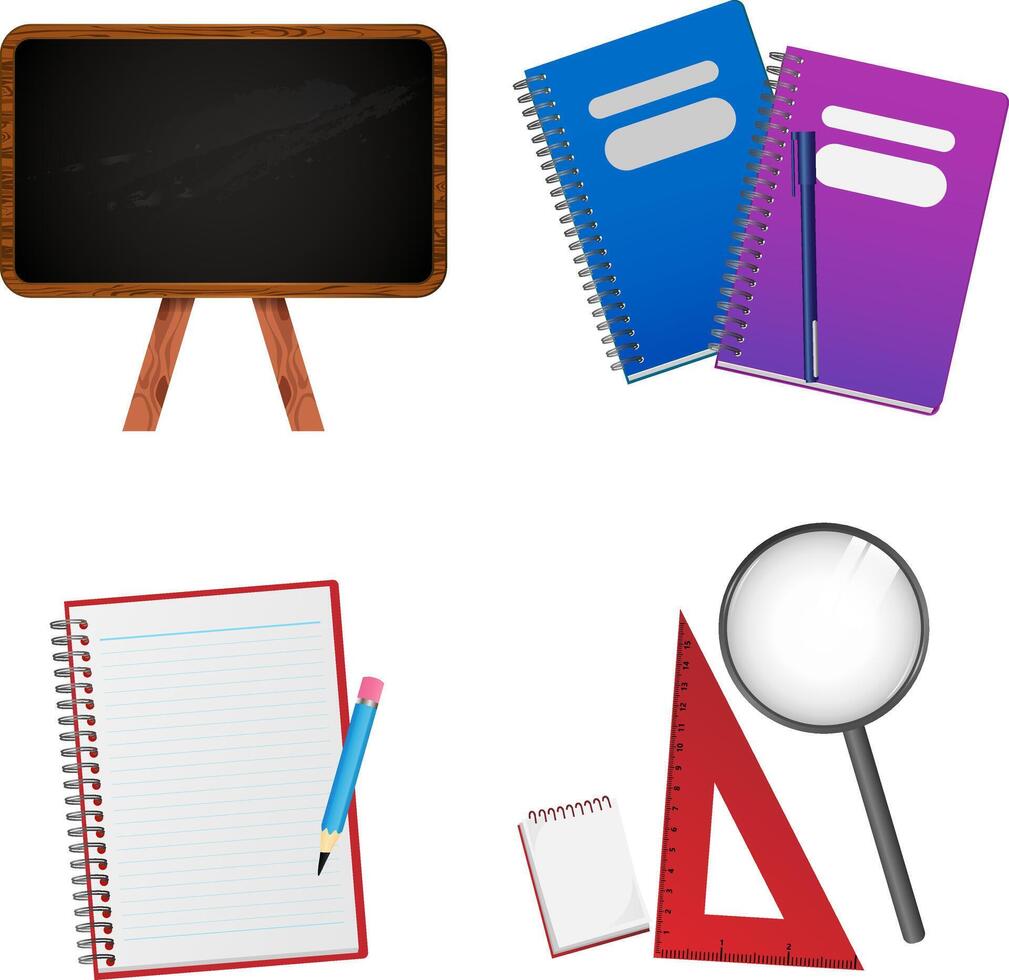 back to school. set of school supplies clip art. vector