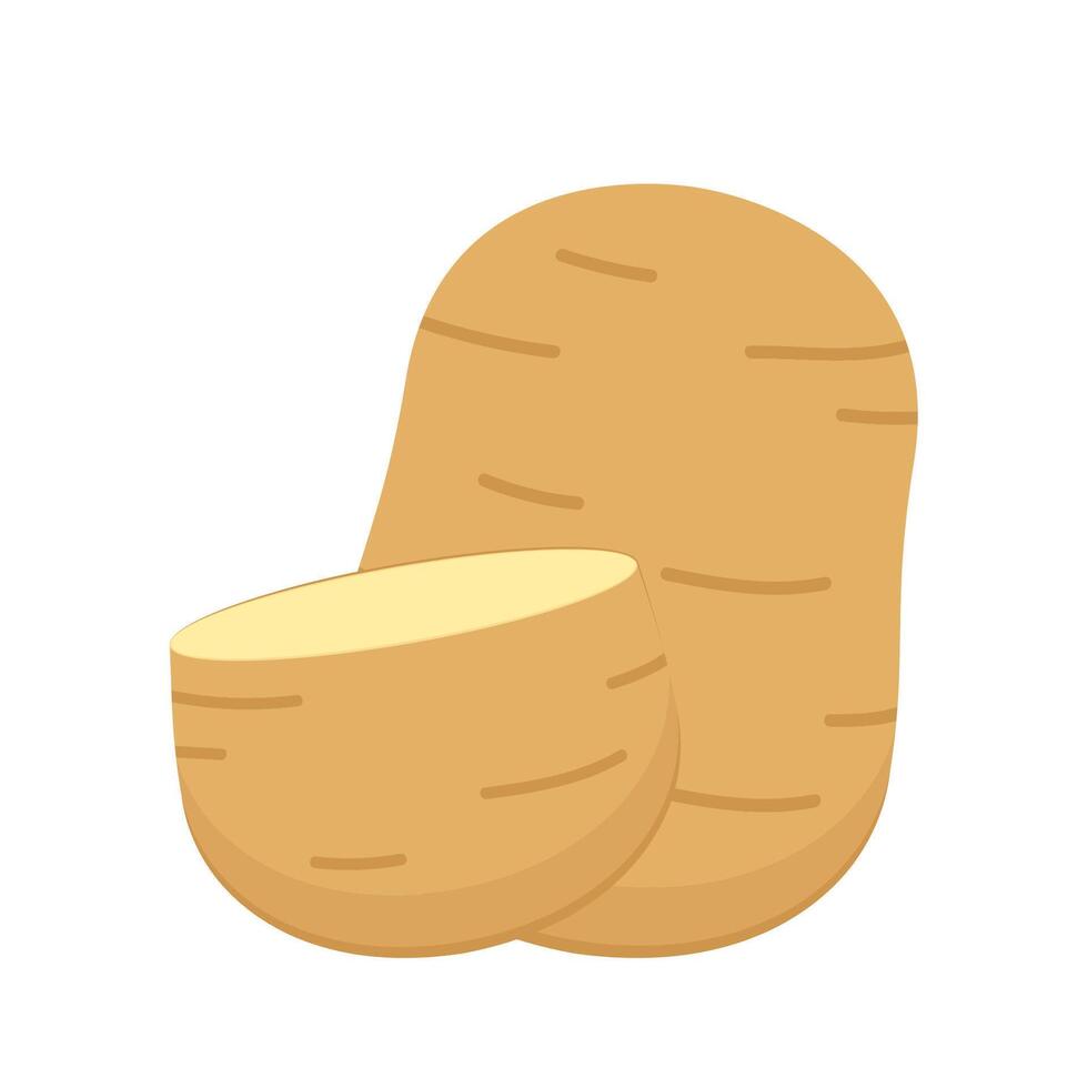 Potatoes illustration. Isolated white background. Potato slice . vector