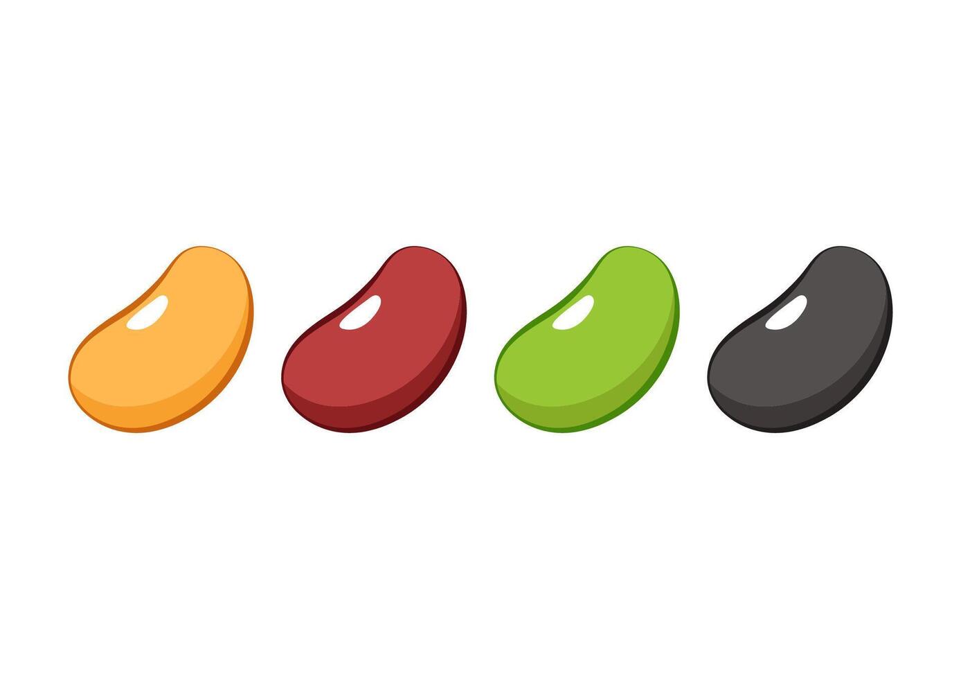 Mung bean, Kidney bean and Soy bean on white background. vector