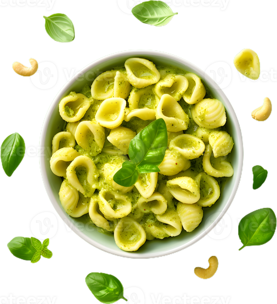 pasta with pesto sauce on a plate png