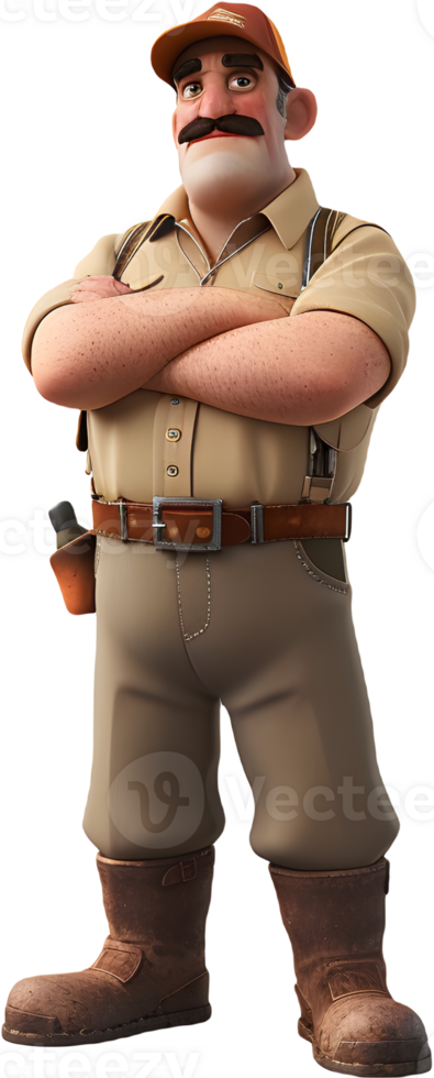 a cartoon man in a hat and brown pants png