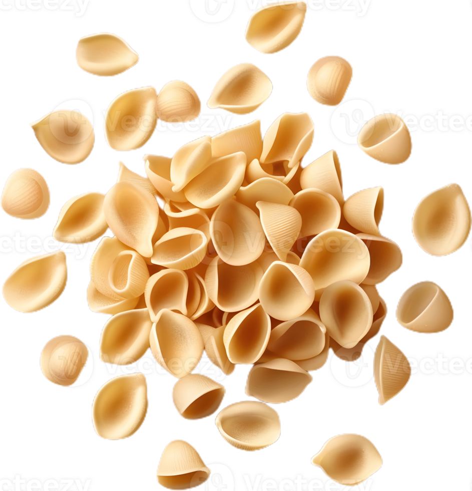 a bunch of pasta Orecchio falling on a transparent background png