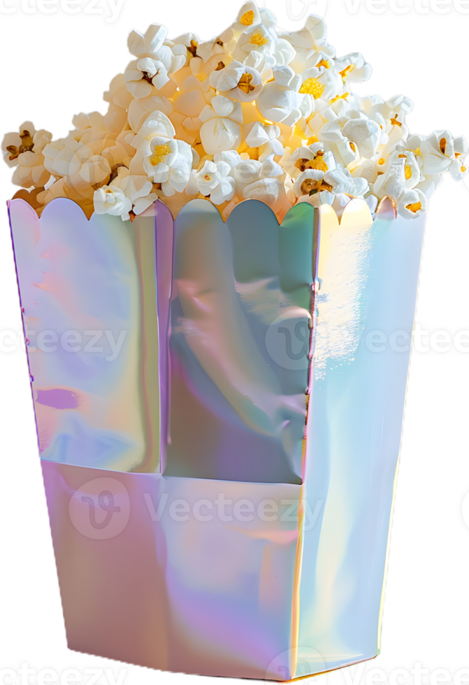popcorn in a box with rainbow foil png