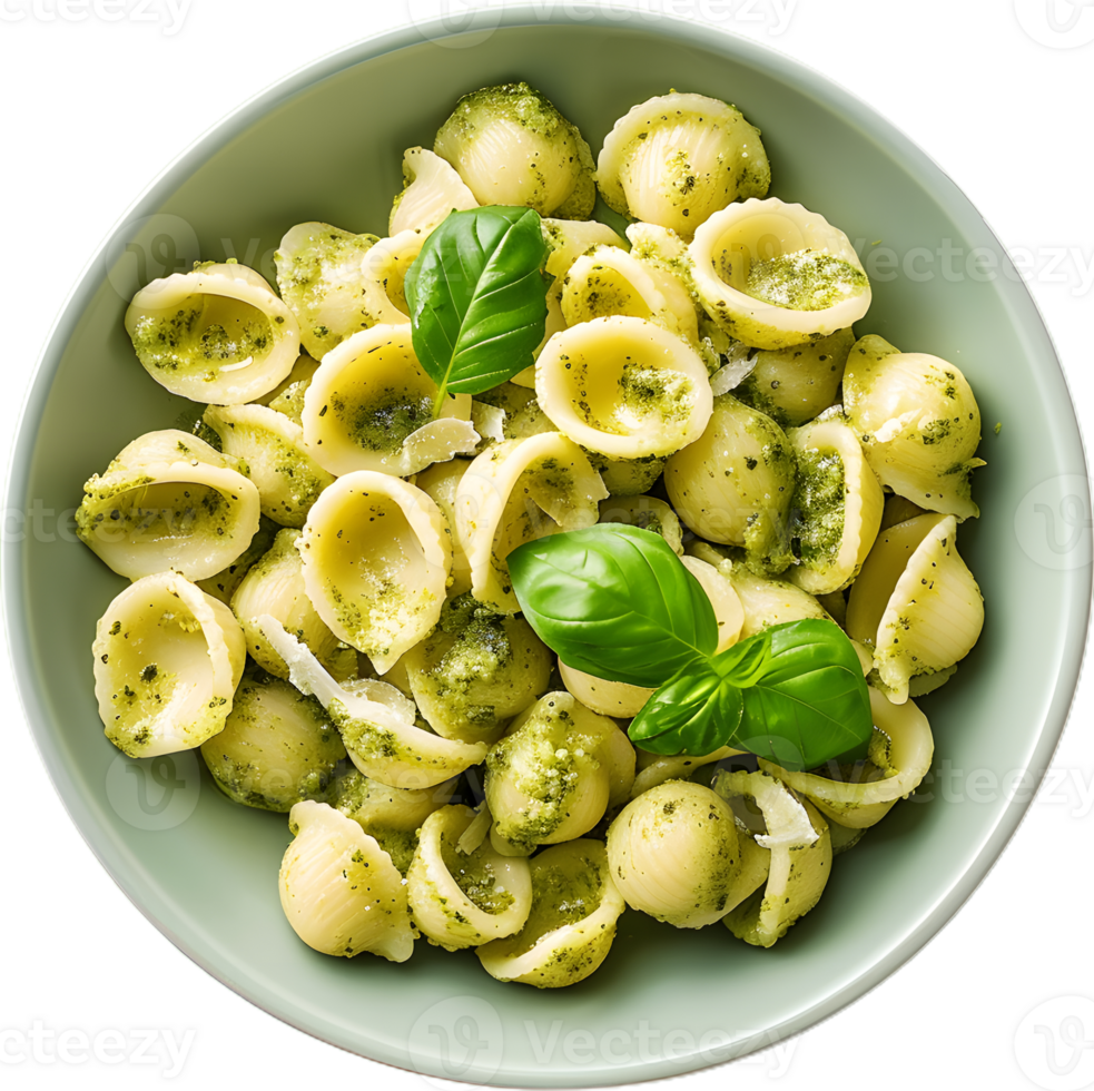 pasta with pesto sauce on a plate png