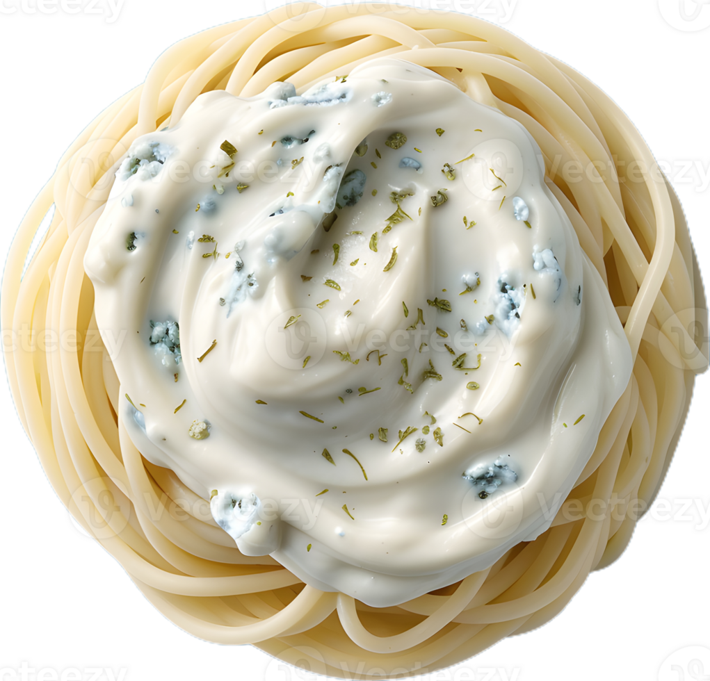 spaghetti with blue cheese sauce on transparent background png