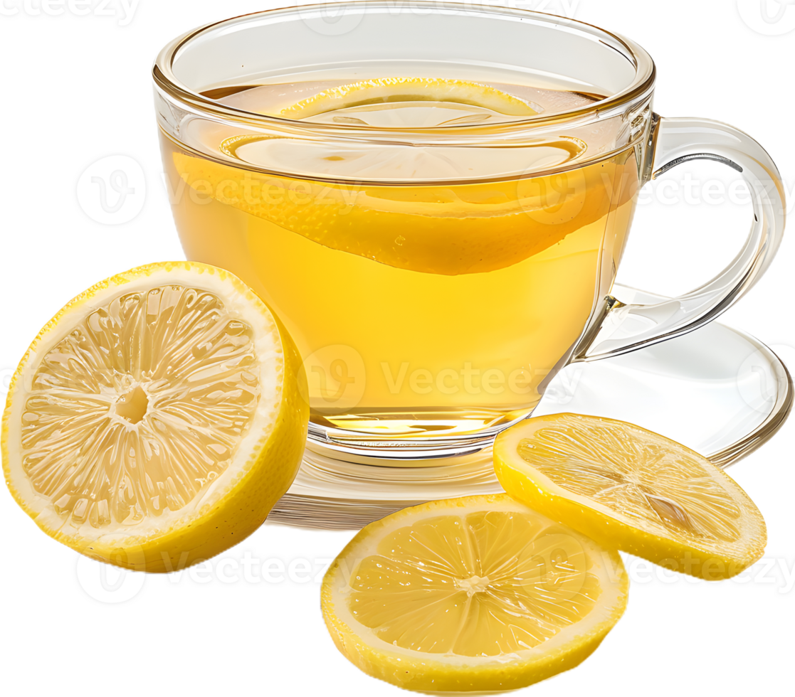 lemon juice in a cup with slices of lemon on a transparent background png