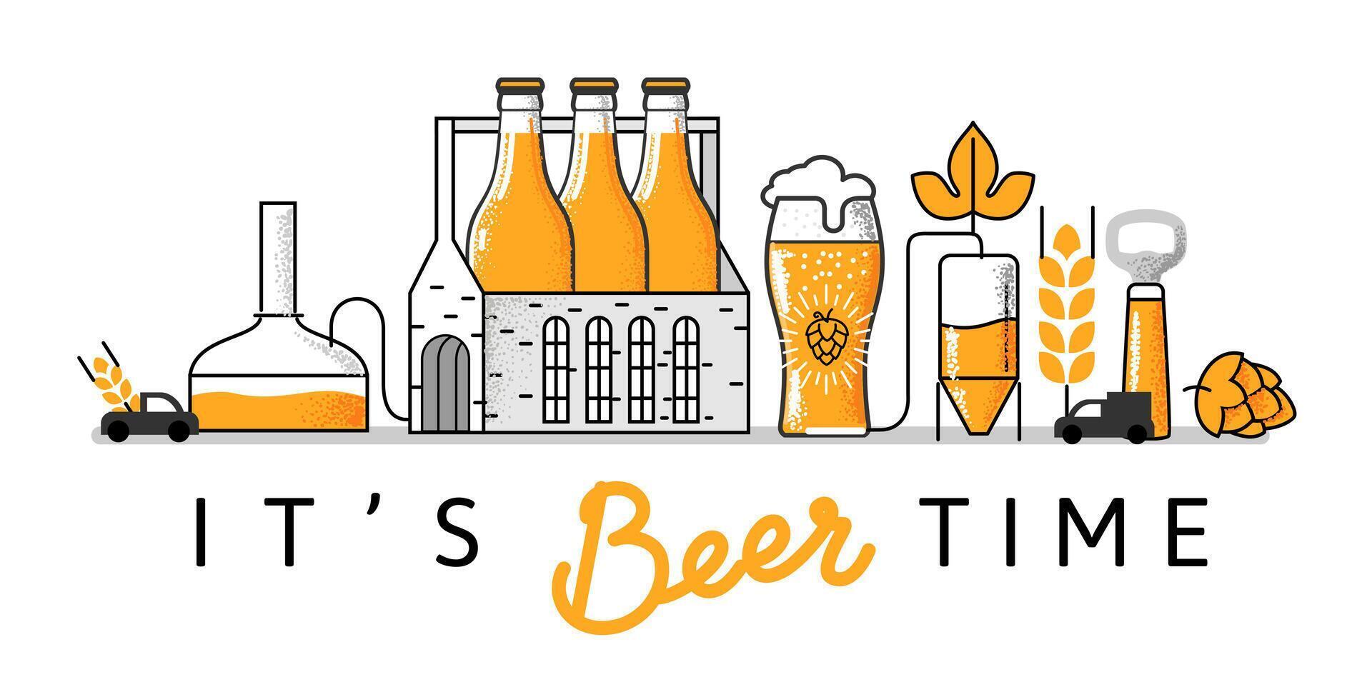 Beer box icon. Bottles industry Brewery line vector