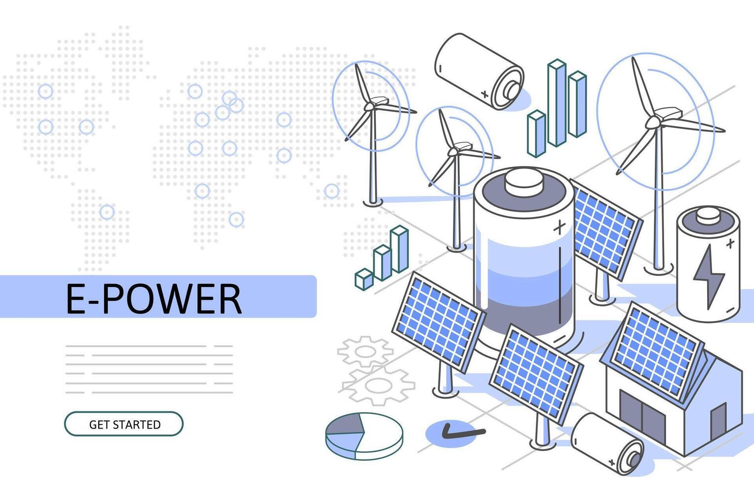 Clean energy Isometric Concept. Use for web page, banner, infographics. Flat illustration editable line. Renewable sources ecologically alternative energetics vector