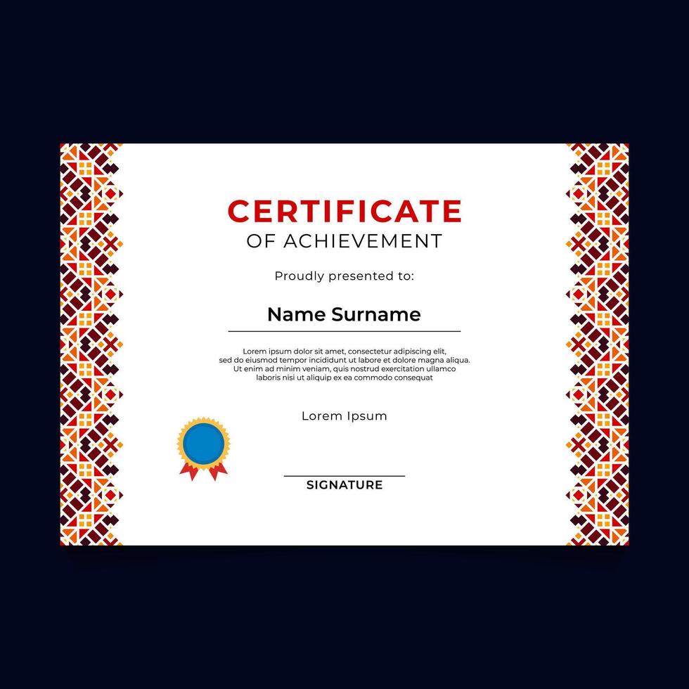 Oriental Geometric Certificate Template Design vector