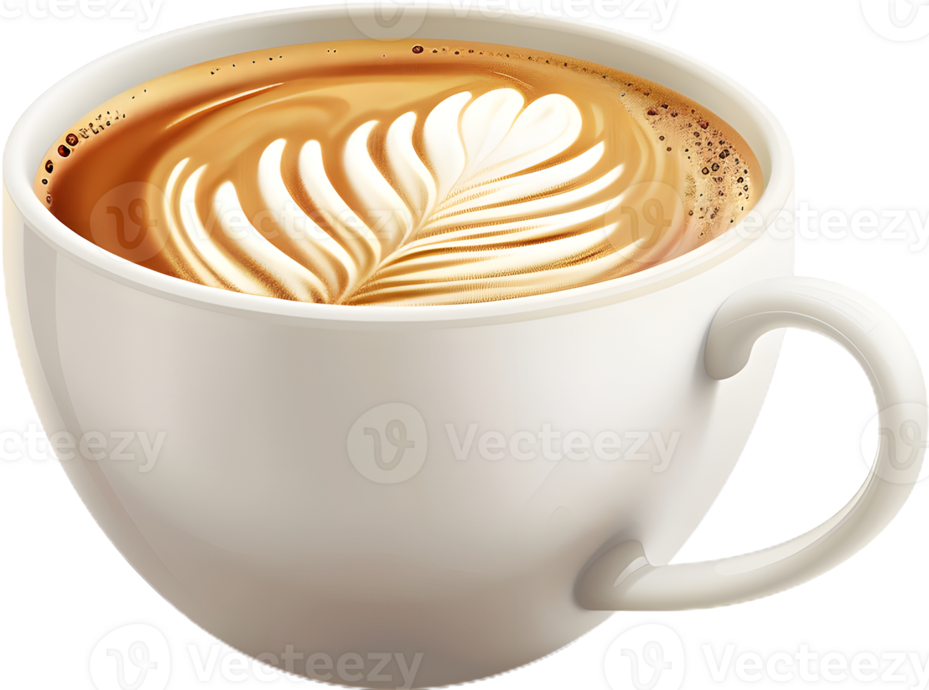 coffee cup with latte art on transparent background png