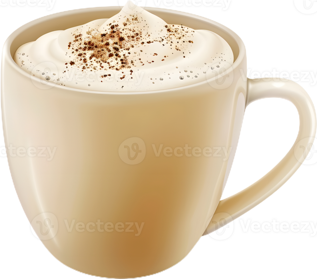 coffee cup with whipped cream and chocolate sprinkles on transparent background png