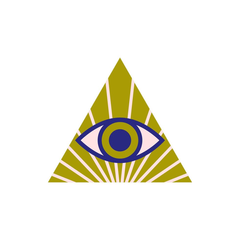 y2k Pyramid Eye Flat Funny Illustration vector