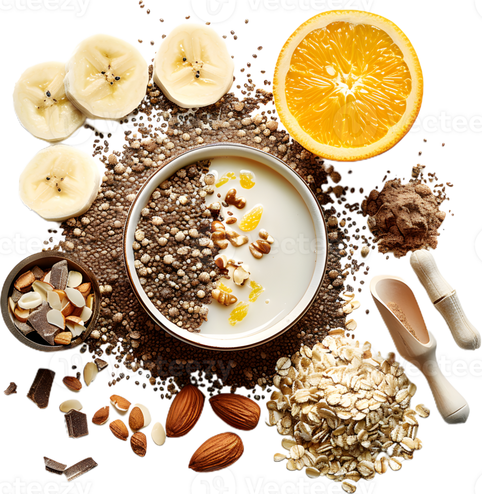 chocolate, banana, oats, almonds png