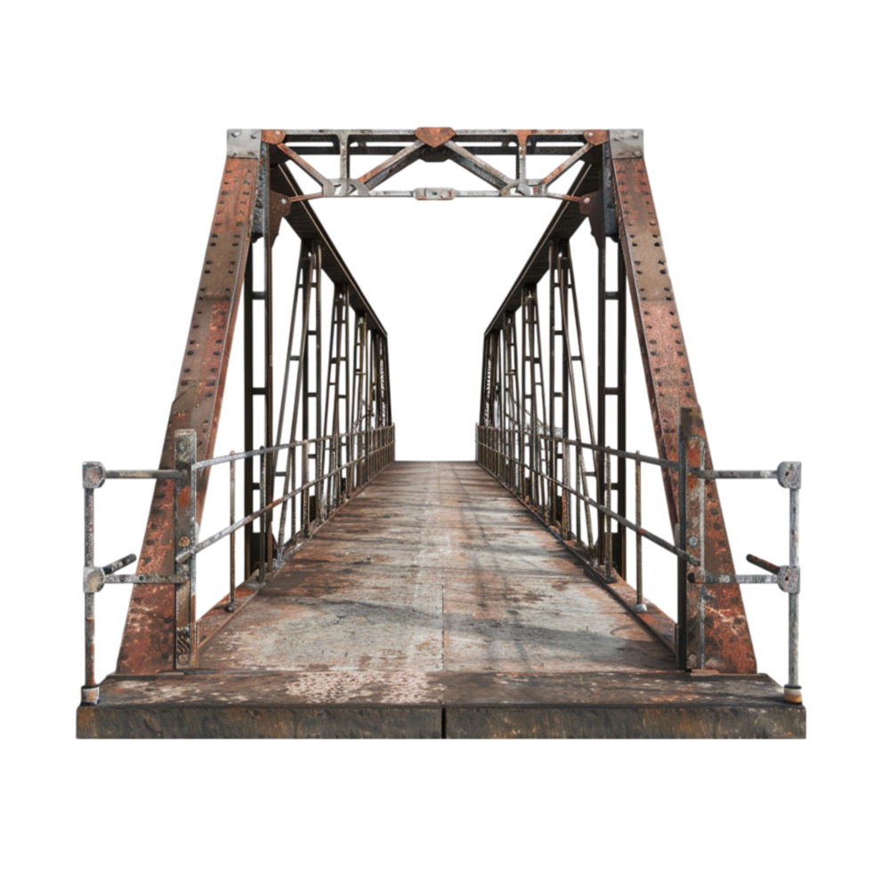 Miniature Bridge made of wood and moss AI-Generative png