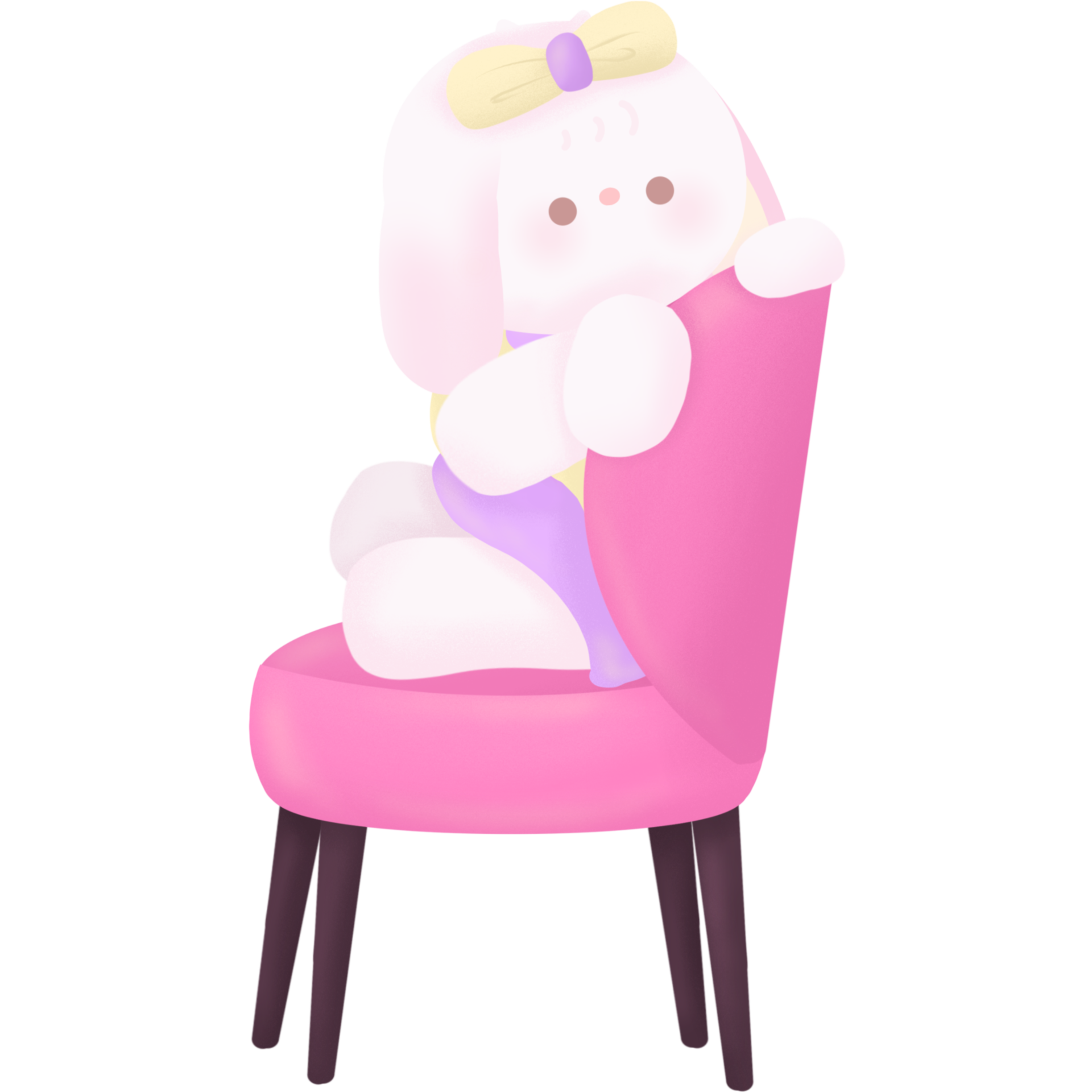 Rabbit sitting in a pink chair 46623403 PNG