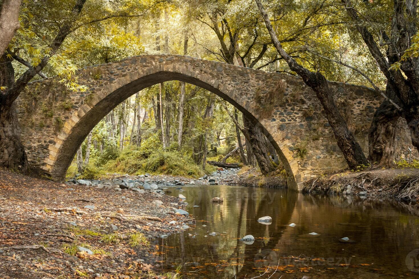 Kelefos or Tzielefos venetian bridge in Troodos Mountains, Cyprus. Between Agios Kiolaos and Platres photo