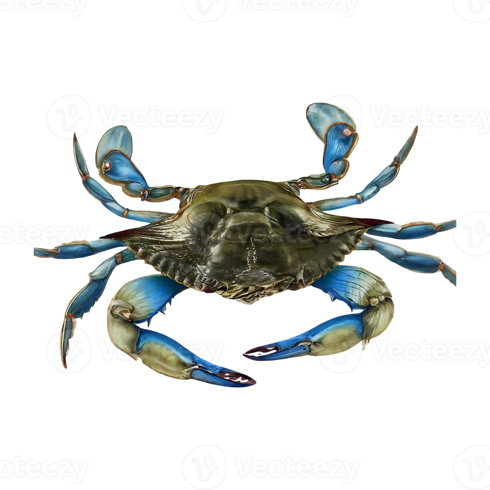 blue crab on transparent background highly detailed png