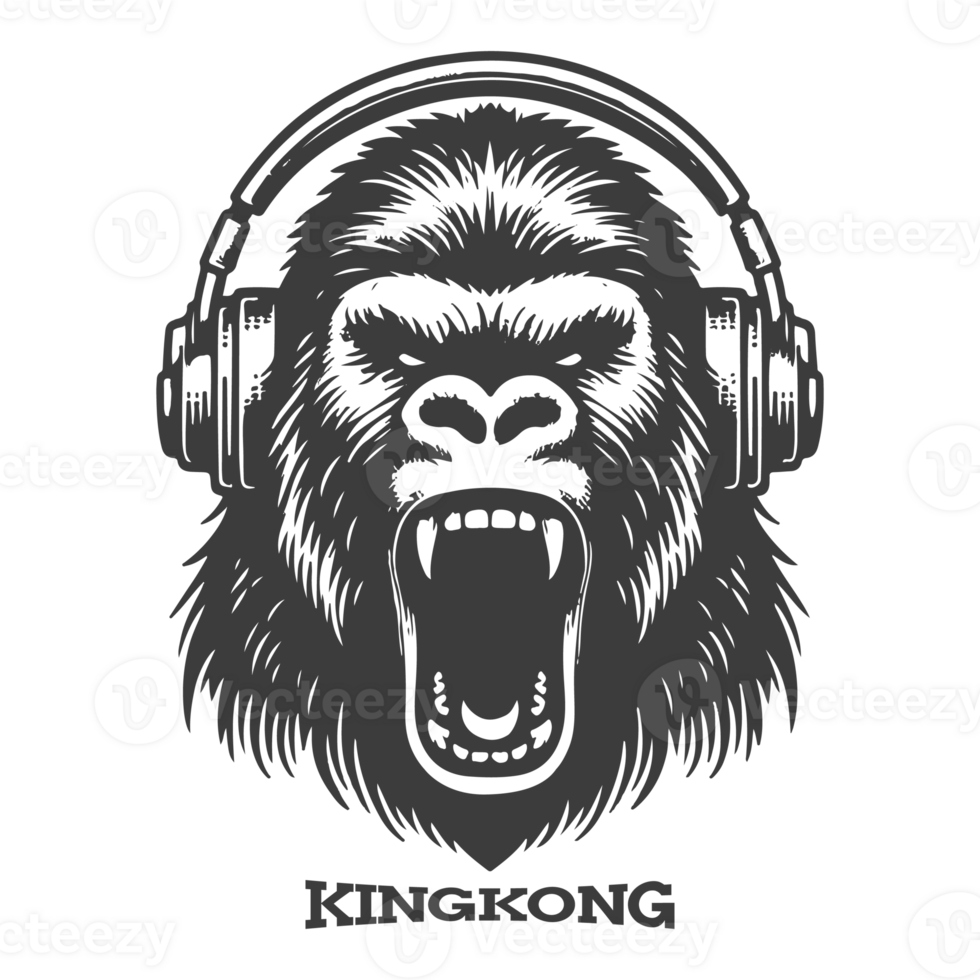 King Kong logo wearing headphones png