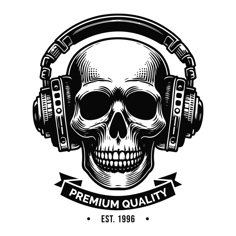 Skull logo wearing headphones png