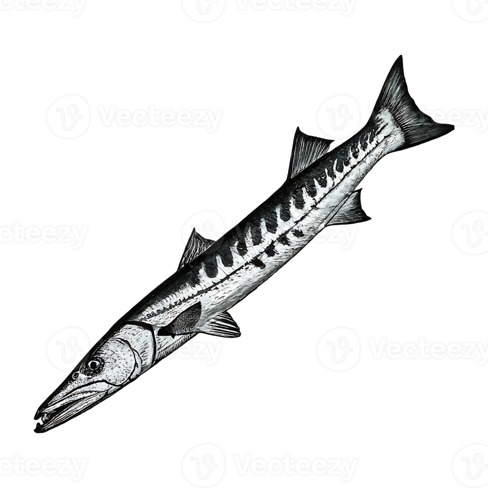 barracuda on transparent background highly detailed png