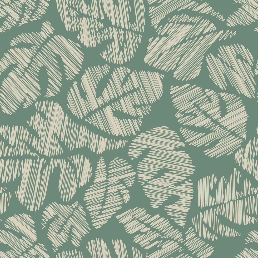 Scribble abstract hand drawn monstera leaf tropical seamless pattern background vector