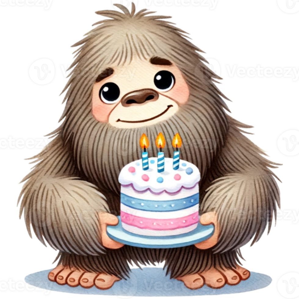 Bigfoot Birthday in Birthday Party and friend with Cake and Candle Happy party png