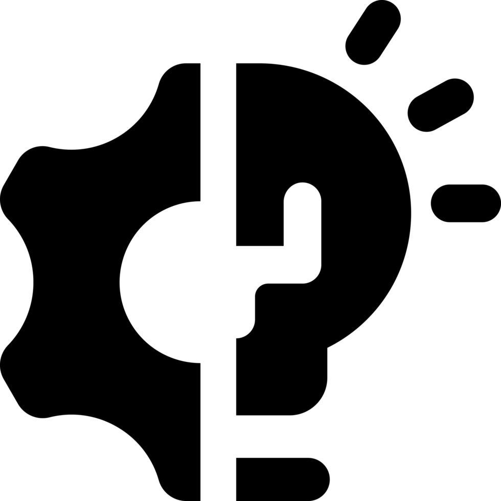 Cog gear idea light bulb Filled Icon. Simple illustration editable stroke. png