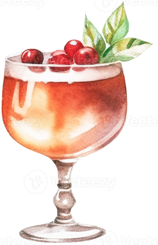 Watercolor summer cocktail, Hand drawn watercolor png