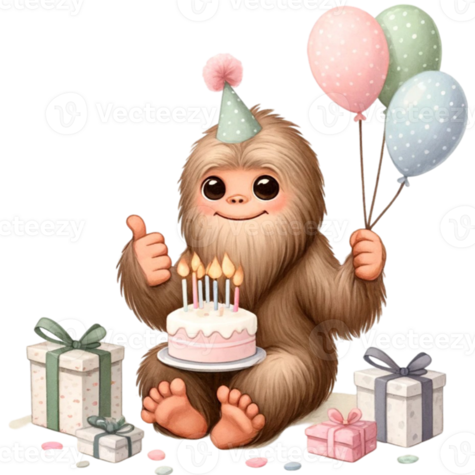 Bigfoot Birthday in Birthday Party and friend with Cake and Candle Happy party png