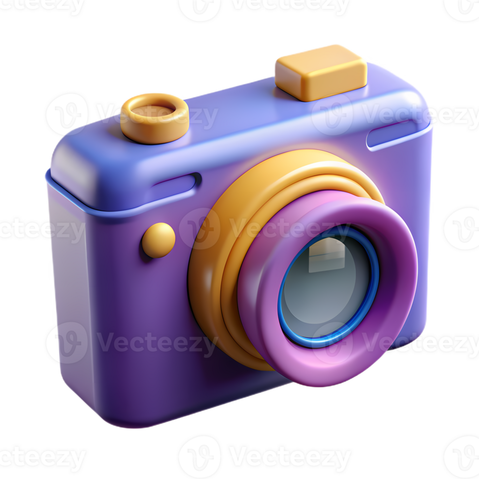Colorful 3d camera icon in modern design, ideal for creative projects, technology themes, and app interfaces png