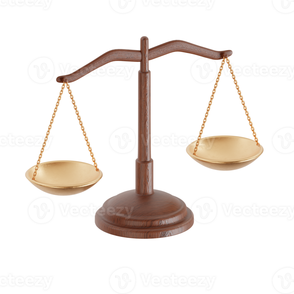 Law scale balance 3d render illustration png