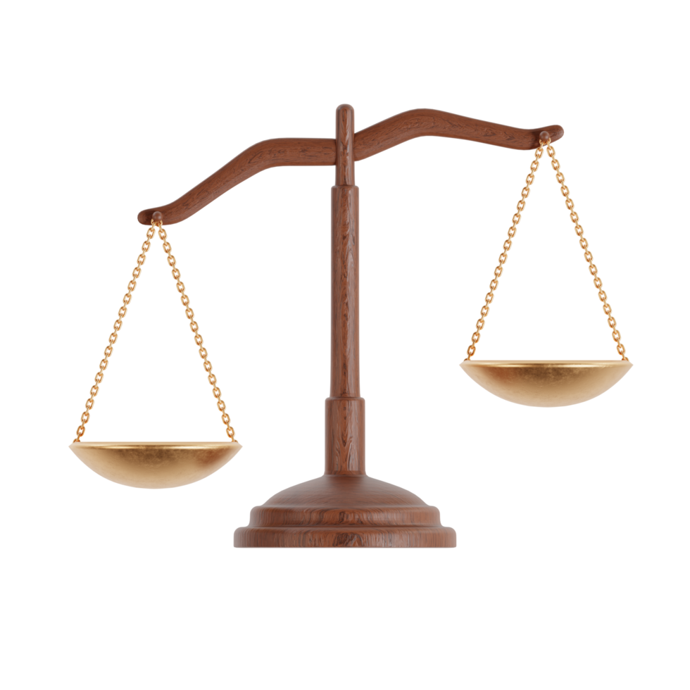Law scale balance 3d render illustration png