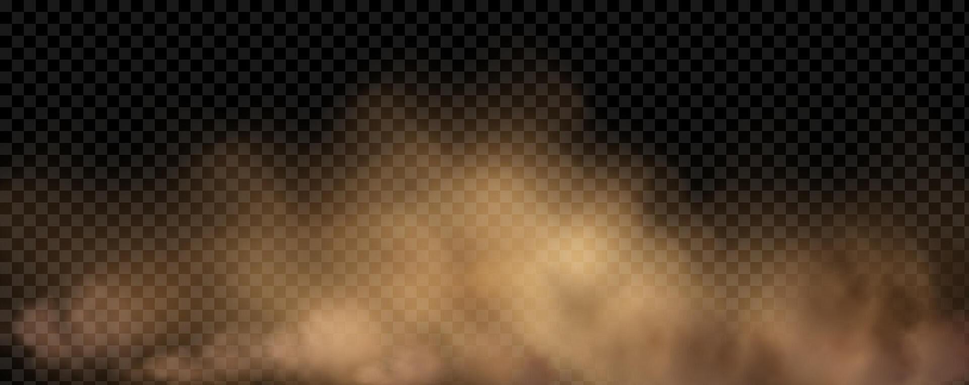 background of a sand explosion with dirt and cloud smoke. Brown sandstorm splash and dirty ground with a textured wind effect.Yellow flying particles and stone. vector