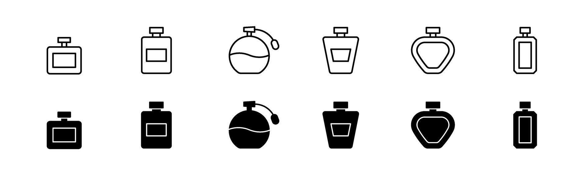 Perfume bottle icon set. Fragrance perfume . Line and glyph perfume bottle vector