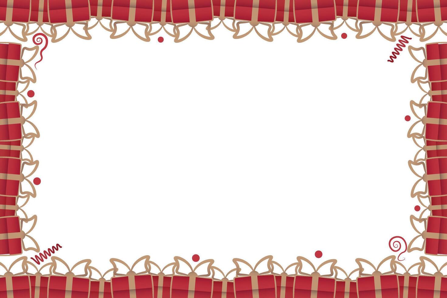 Valentine gift red gift box border. Frame of Red surprize box package with ribbon vector