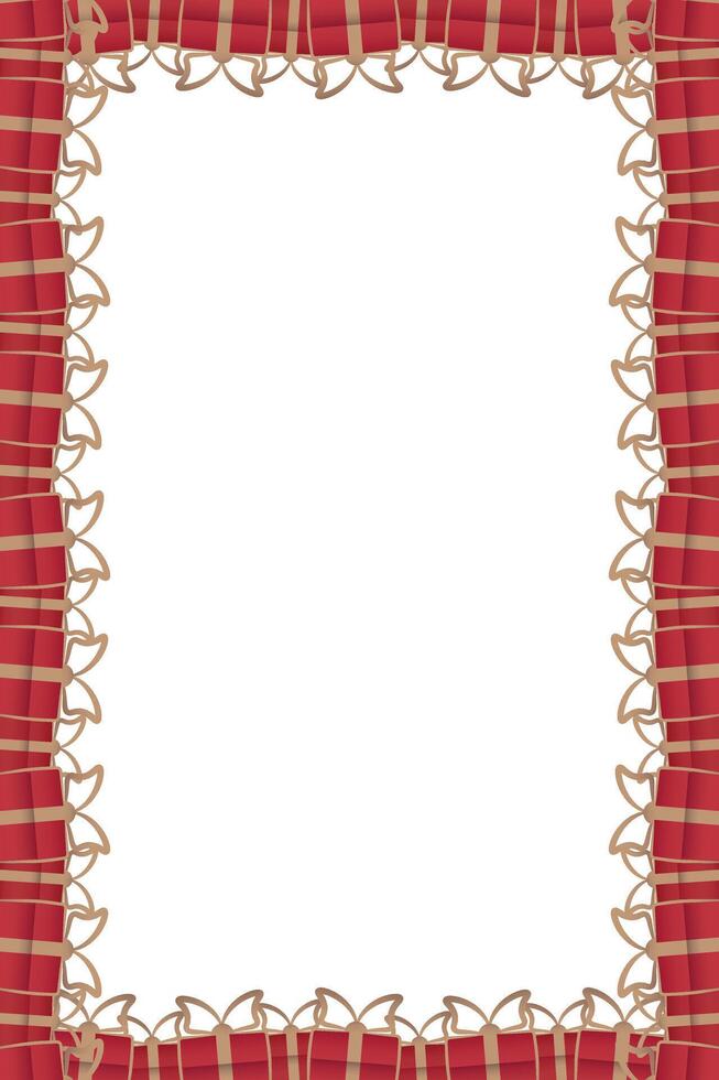 Valentine gift red gift box border. Frame of Red surprize box package with ribbon vector