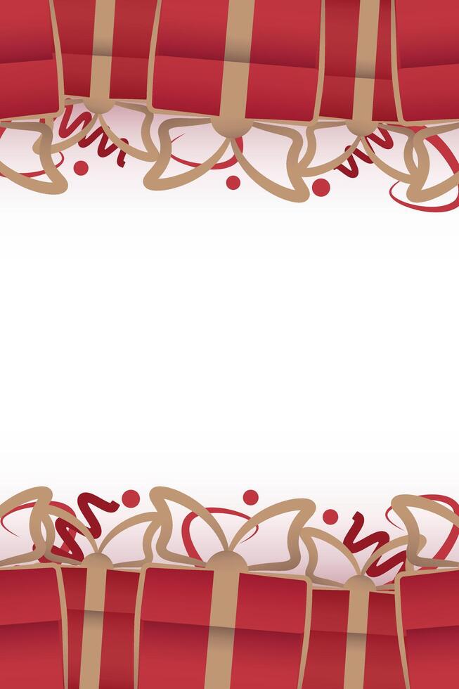 Valentine gift red gift box border. Frame of Red surprize box package with ribbon vector