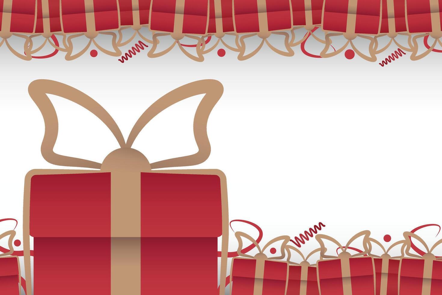 Valentine gift red gift box border. Frame of Red surprize box package with ribbon vector