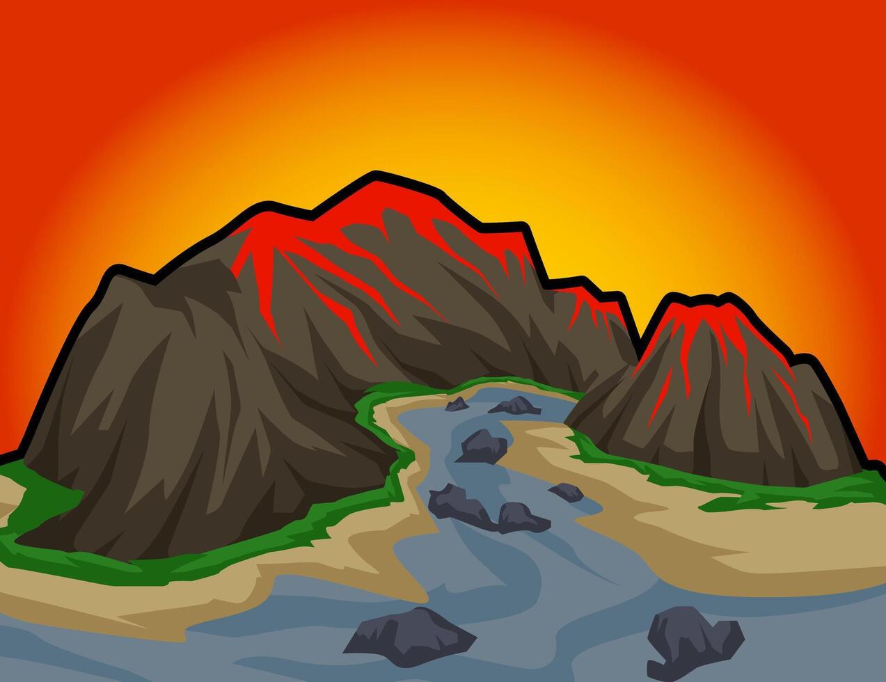 Mountain volcano landscape view vector