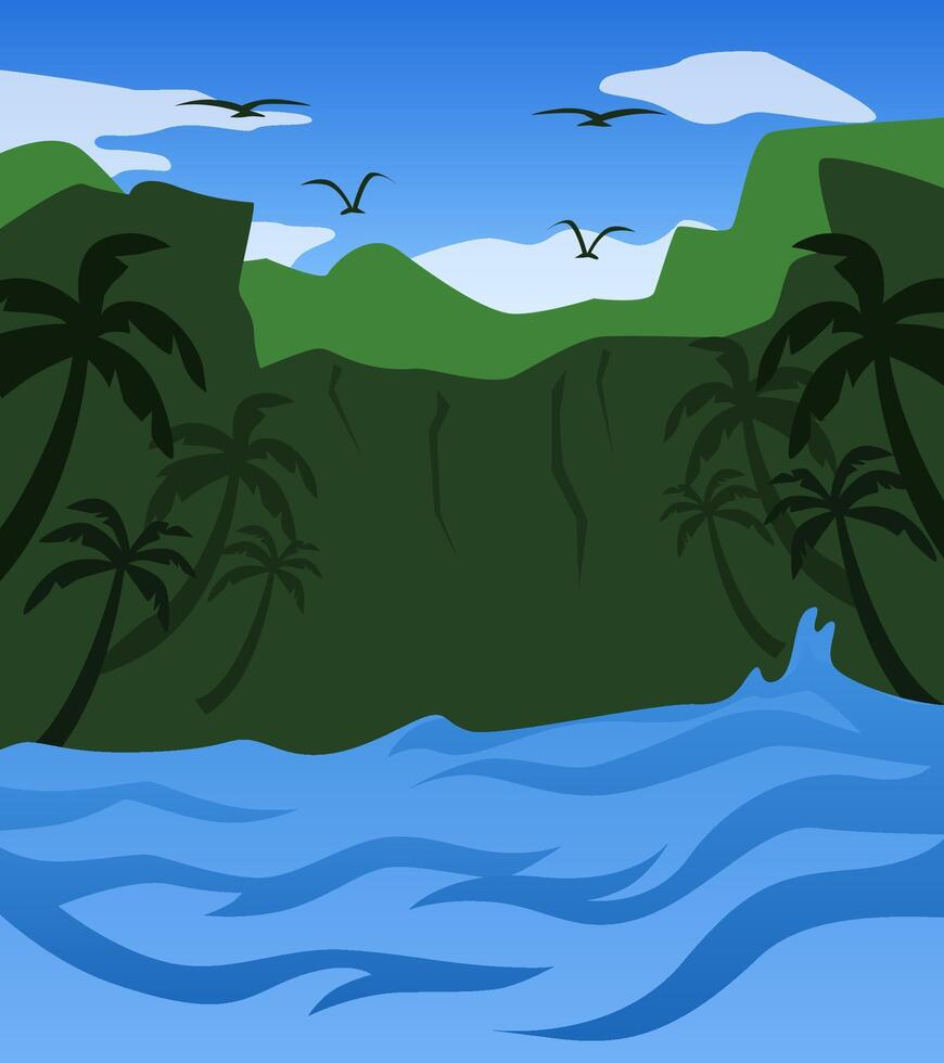 River side mountain view vector